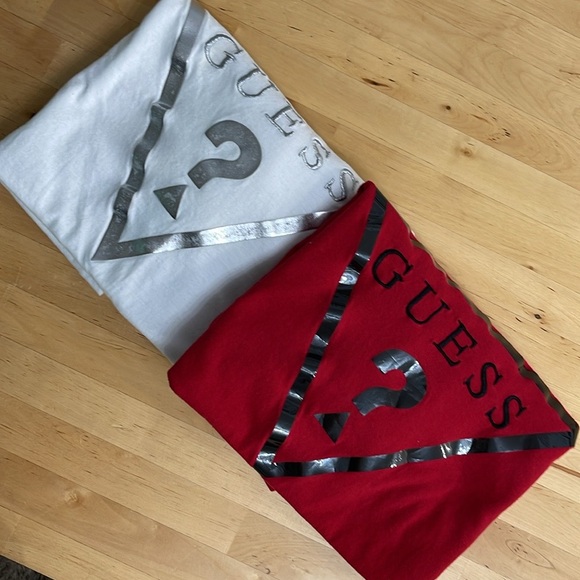 GUESS GLAM LOGO TEE BUNDLE WOMENS XXL V-NECK RED BLACK SHORT SLEEVE 100% COTTON - Picture 10 of 11